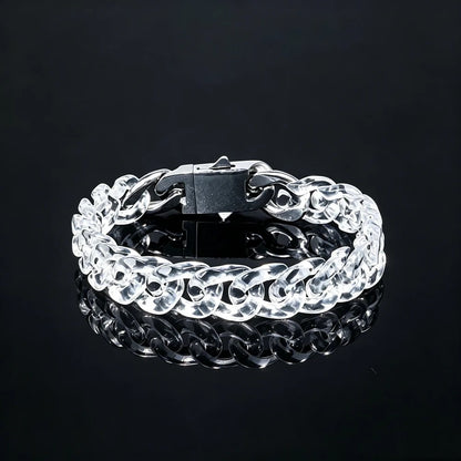 Qynzara™ Crystal Ice Natural Clear Quartz Cuban Link Bracelet
