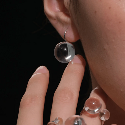 Qynzara™ Floating Bubble Clear Quartz Earrings