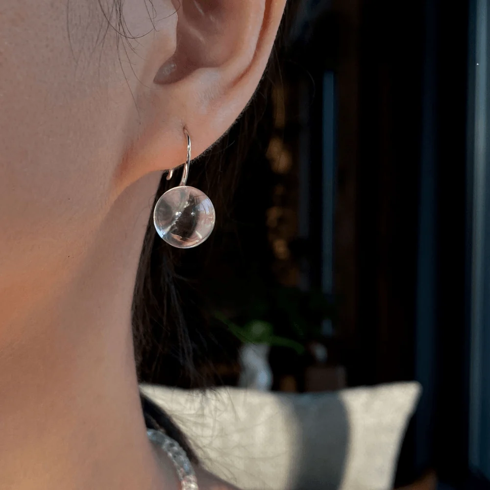 Qynzara™ Floating Bubble Clear Quartz Earrings