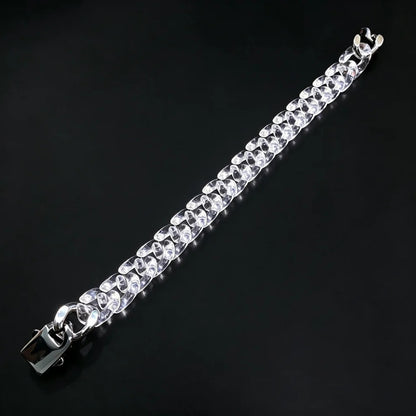 Qynzara™ Crystal Ice Natural Clear Quartz Cuban Link Bracelet