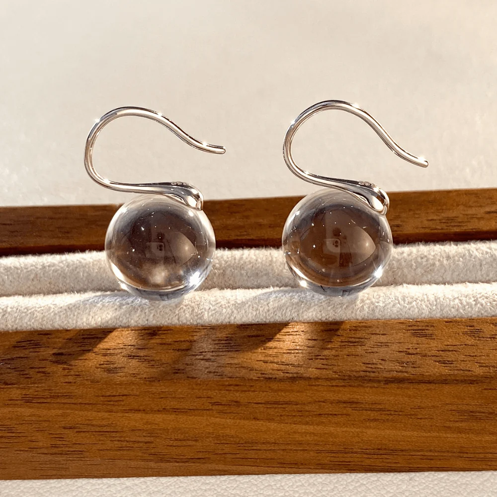 Qynzara™ Floating Bubble Clear Quartz Earrings