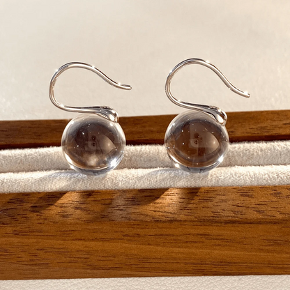Qynzara™ Floating Bubble Clear Quartz Earrings