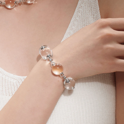 Qynzara™ Floating Bubble Clear Quartz Bracelet