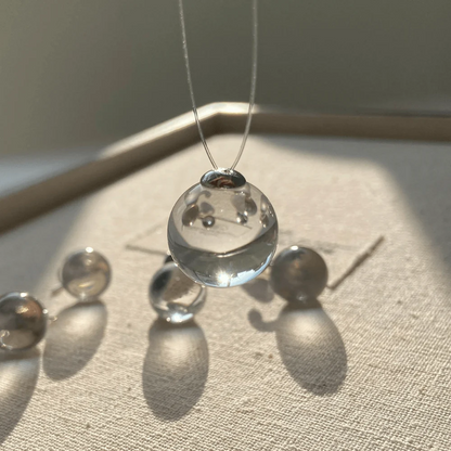 Qynzara™ Invisible Floating Bubble Clear Quartz Necklace