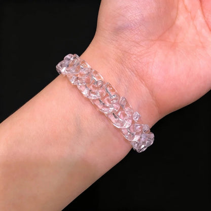 Qynzara™ Crystal Ice Natural Clear Quartz Cuban Link Bracelet