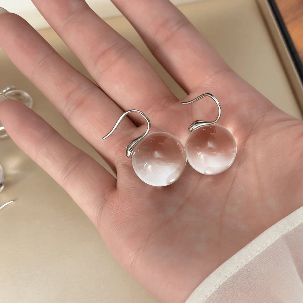 Qynzara™ Floating Bubble Clear Quartz Earrings