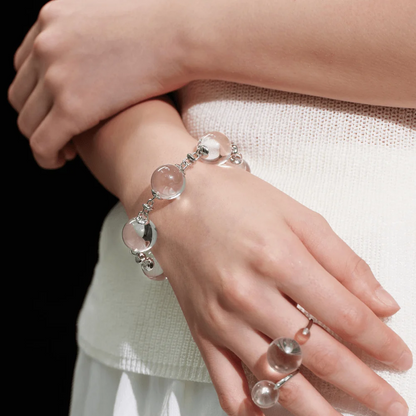 Qynzara™ Floating Bubble Clear Quartz Bracelet