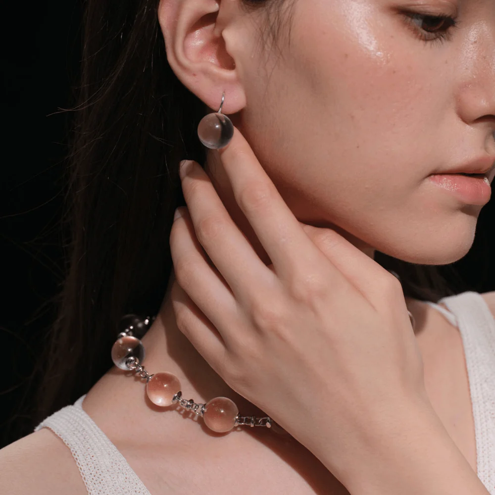 Qynzara™ Floating Bubble Clear Quartz Earrings