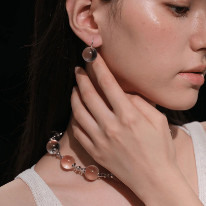 Qynzara™ Floating Bubble Clear Quartz Earrings