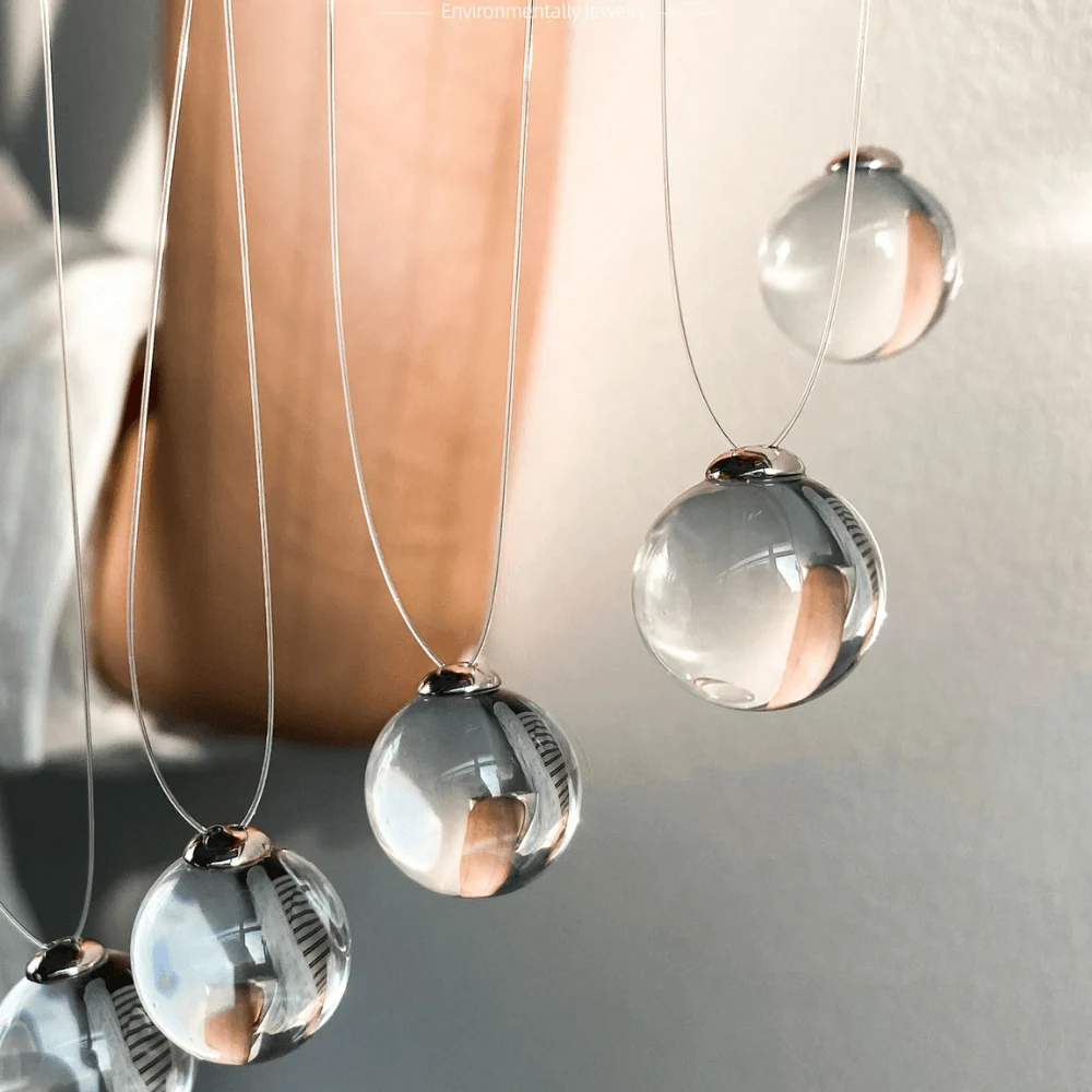 Qynzara™ Invisible Floating Bubble Clear Quartz Necklace