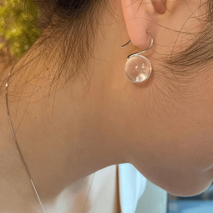 Qynzara™ Floating Bubble Clear Quartz Earrings