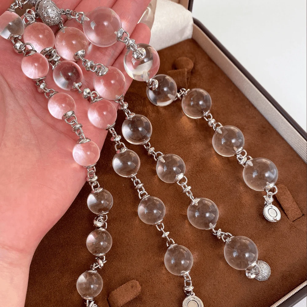Qynzara™ Floating Bubble Clear Quartz Bracelet