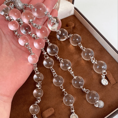 Qynzara™ Floating Bubble Clear Quartz Bracelet
