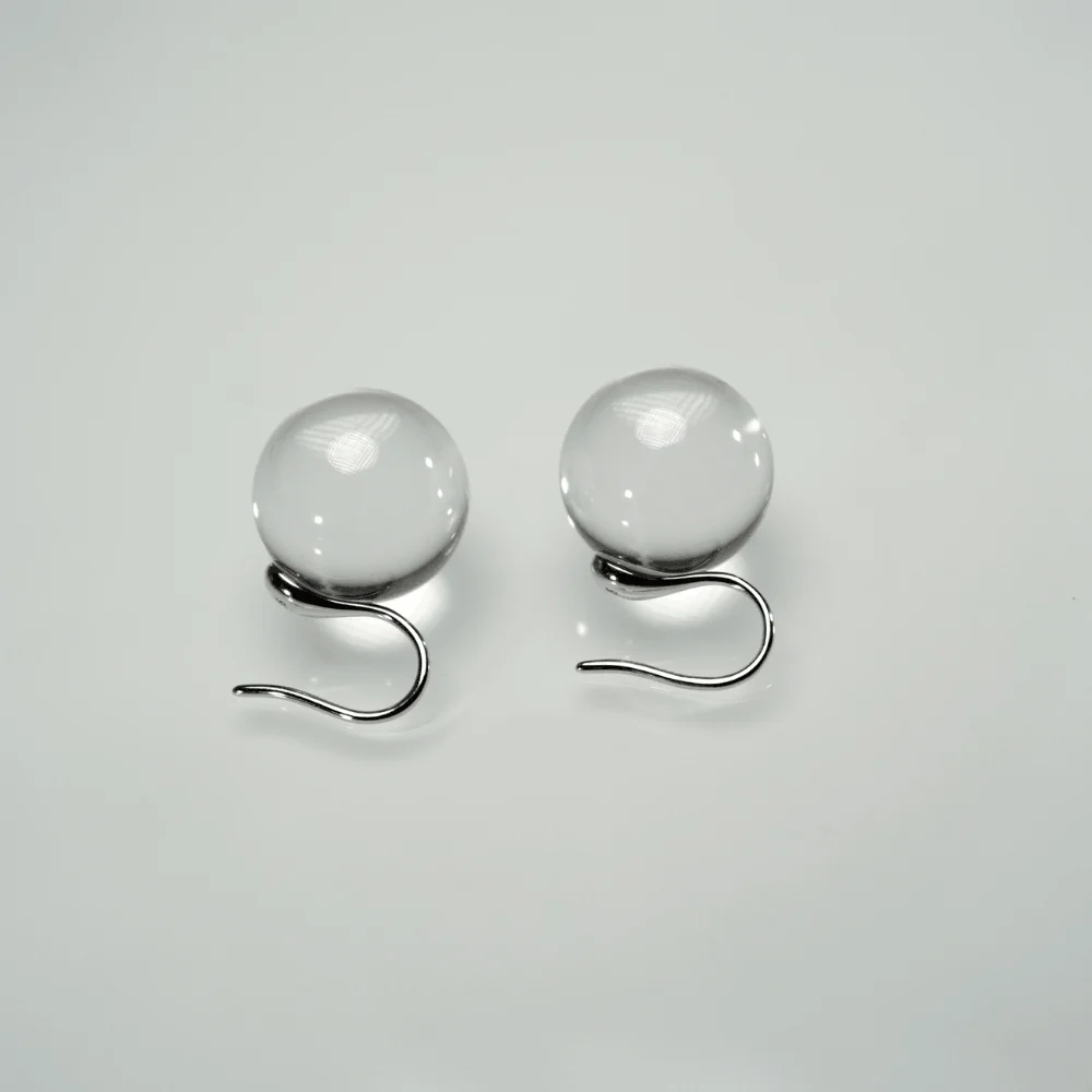 Qynzara™ Floating Bubble Clear Quartz Earrings