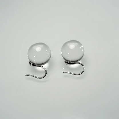 Qynzara™ Floating Bubble Clear Quartz Earrings