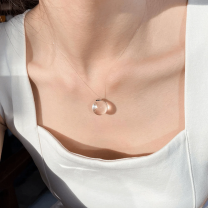 Qynzara™ Invisible Floating Bubble Clear Quartz Necklace