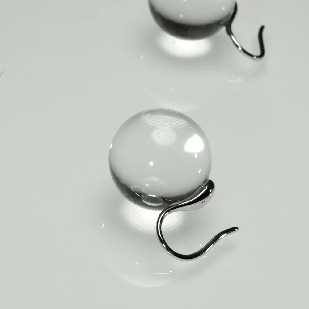 Qynzara™ Floating Bubble Clear Quartz Earrings