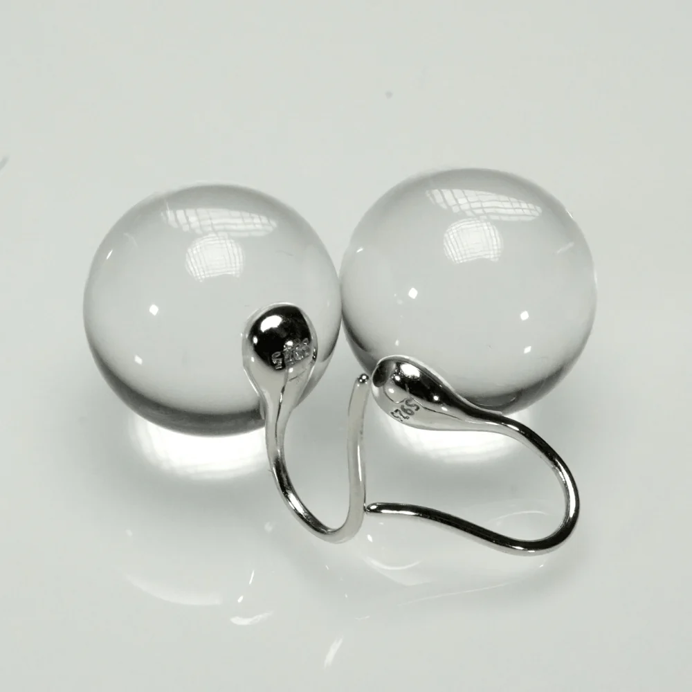 Qynzara™ Floating Bubble Clear Quartz Earrings
