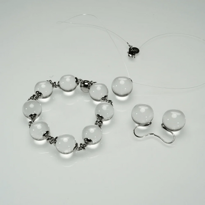 Qynzara™ Floating Bubble Clear Quartz Earrings